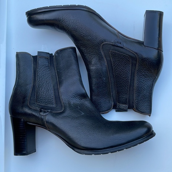 Cole Haan Black Leather Heeled Boots - Picture 3 of 5